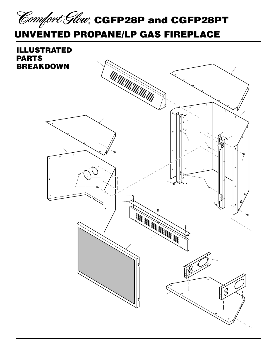 Illustrated parts breakdown, Fireplace, Cgfp28p cgfp28pt | Desa CGFP28PT User Manual | Page 30 / 34