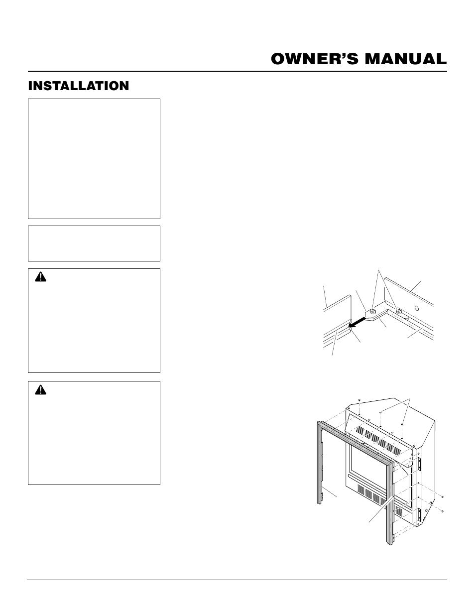 Owner’s manual, Installation | Desa CGFP28PT User Manual | Page 7 / 34