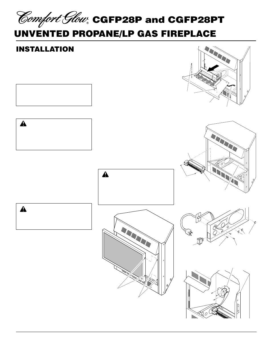 Installation, Continued, Installing ga3650t blower accessory | Desa CGFP28PT User Manual | Page 8 / 34