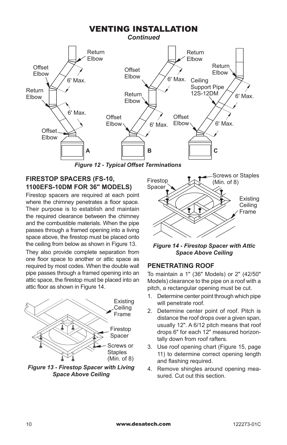 Venting installation | Desa WCM-50J User Manual | Page 10 / 40
