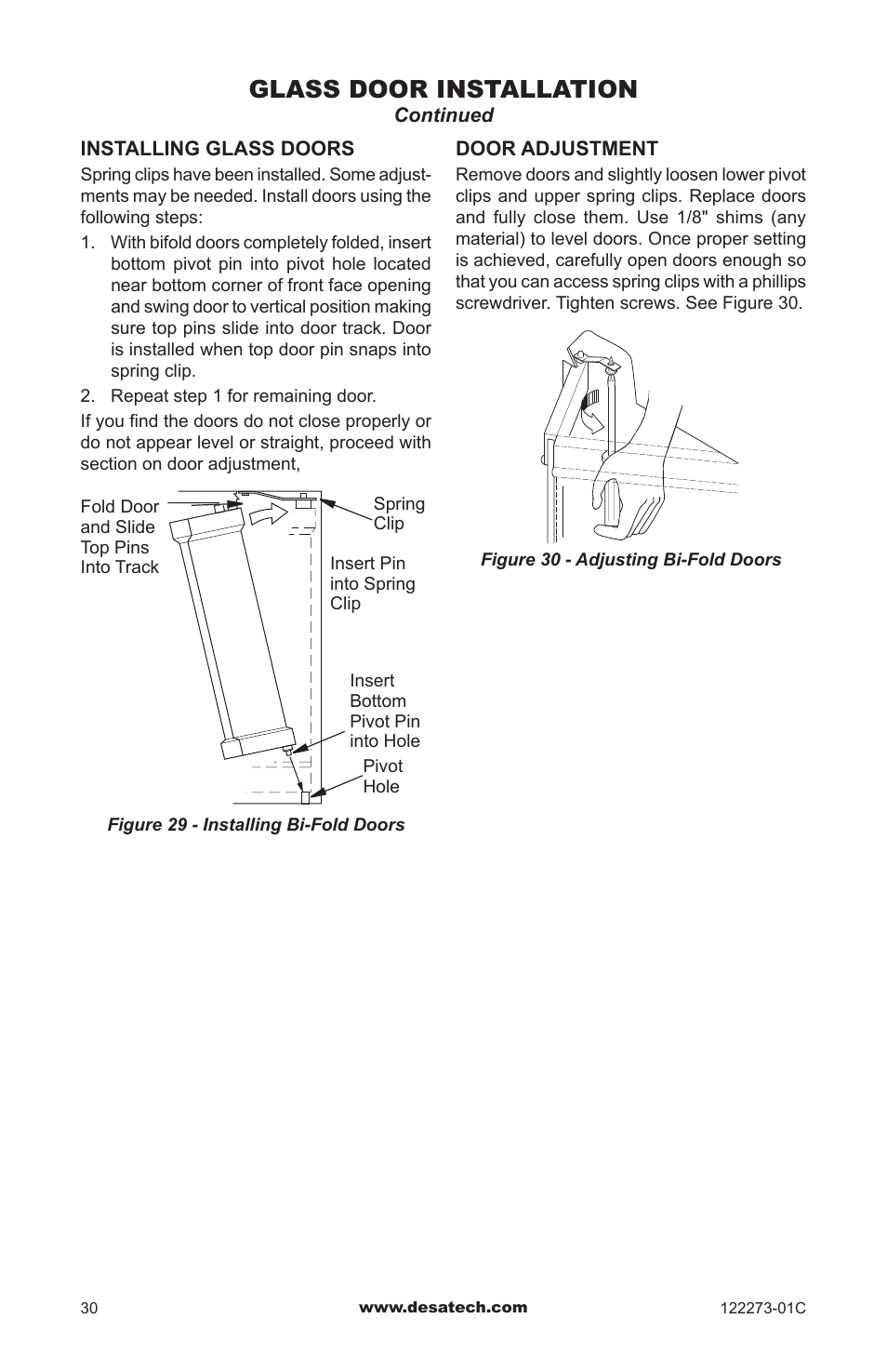 Glass door installation | Desa WCM-50J User Manual | Page 30 / 40