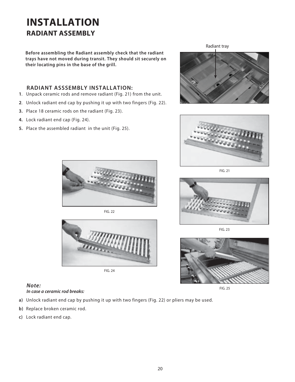Installation, Radiant assembly | DCS Use & Care Guide User Manual | Page 22 / 80