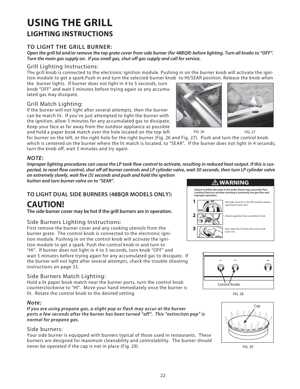 Using the grill, Caution, Lighting instructions | Warning | DCS Use & Care Guide User Manual | Page 24 / 80