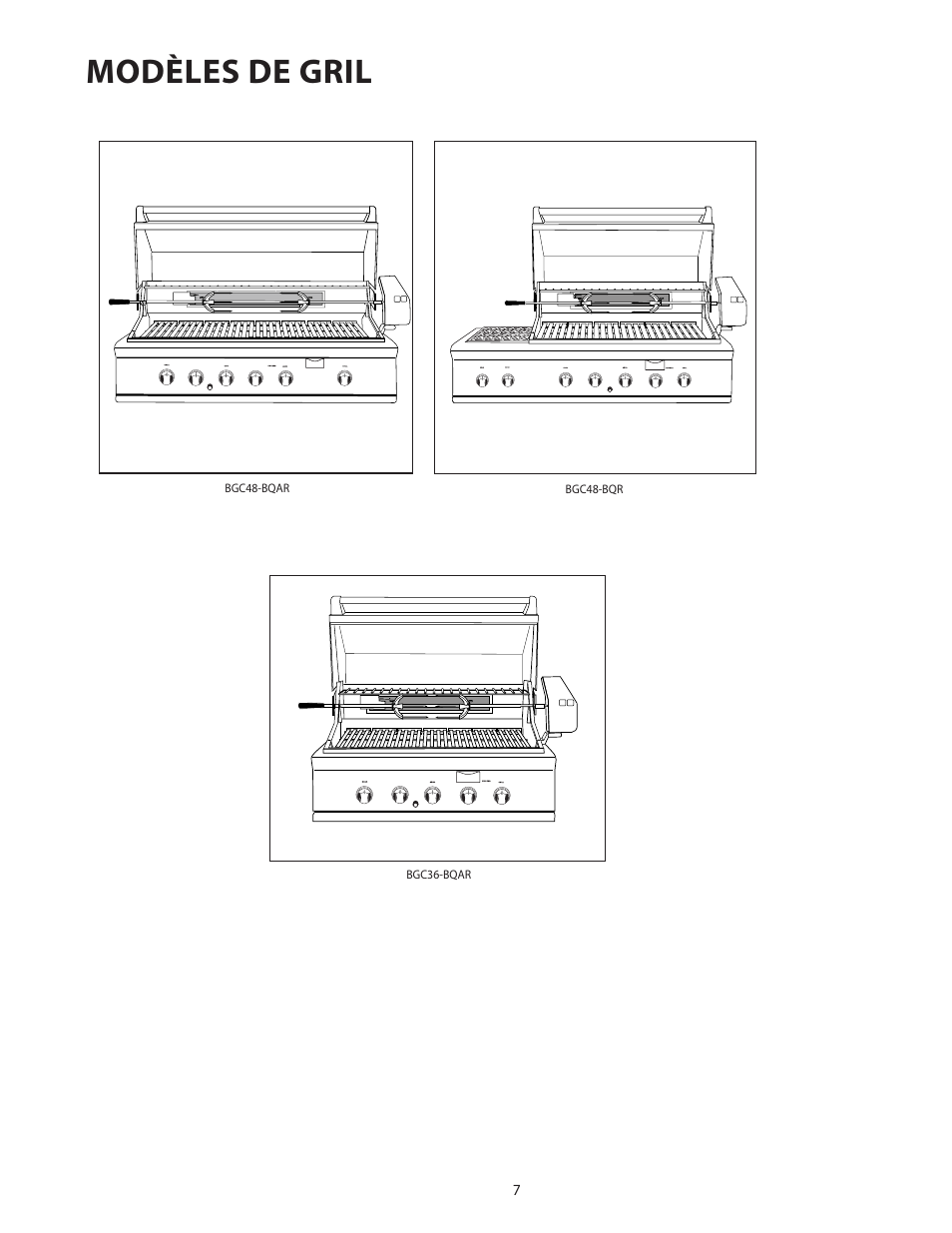 Modèles de gril | DCS Use & Care Guide User Manual | Page 47 / 80