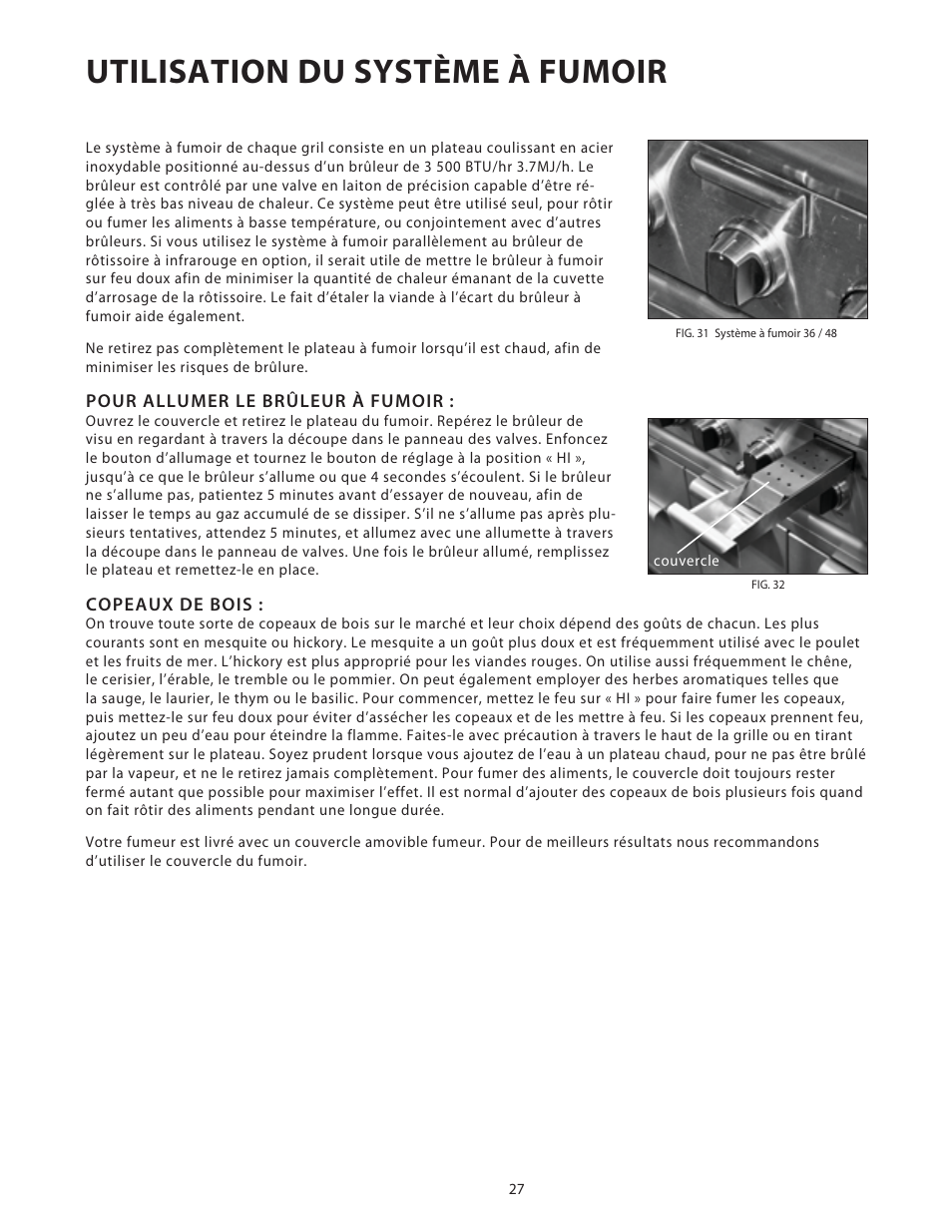 Utilisation du système à fumoir | DCS Use & Care Guide User Manual | Page 67 / 80