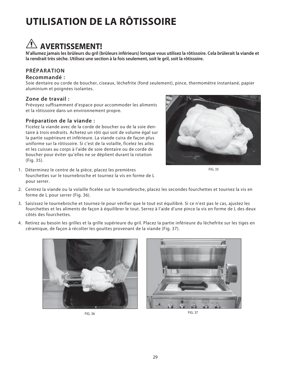 Utilisation de la rôtissoire, Avertissement | DCS Use & Care Guide User Manual | Page 69 / 80