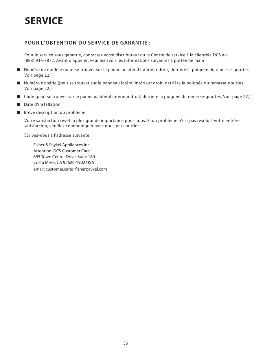 Service | DCS Use & Care Guide User Manual | Page 76 / 80