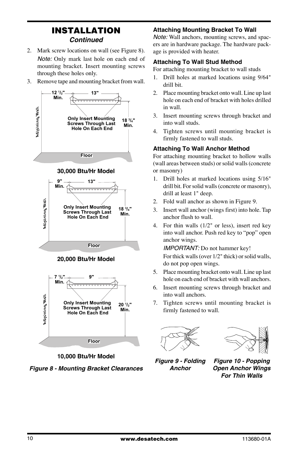 Installation, Continued | Desa 10542 User Manual | Page 10 / 32