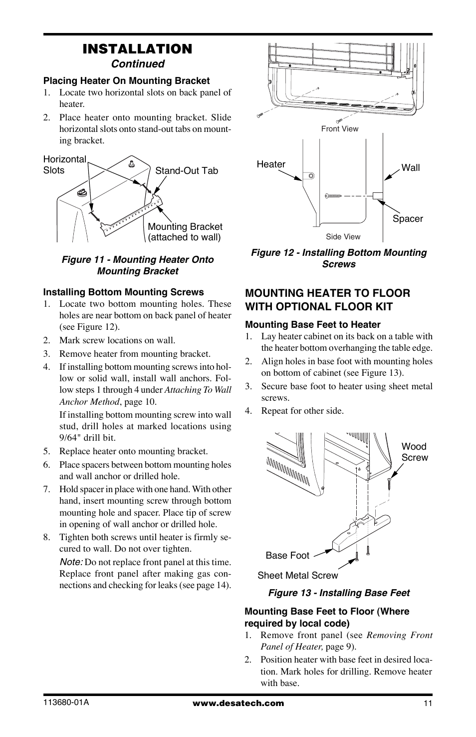 Installation | Desa 10542 User Manual | Page 11 / 32