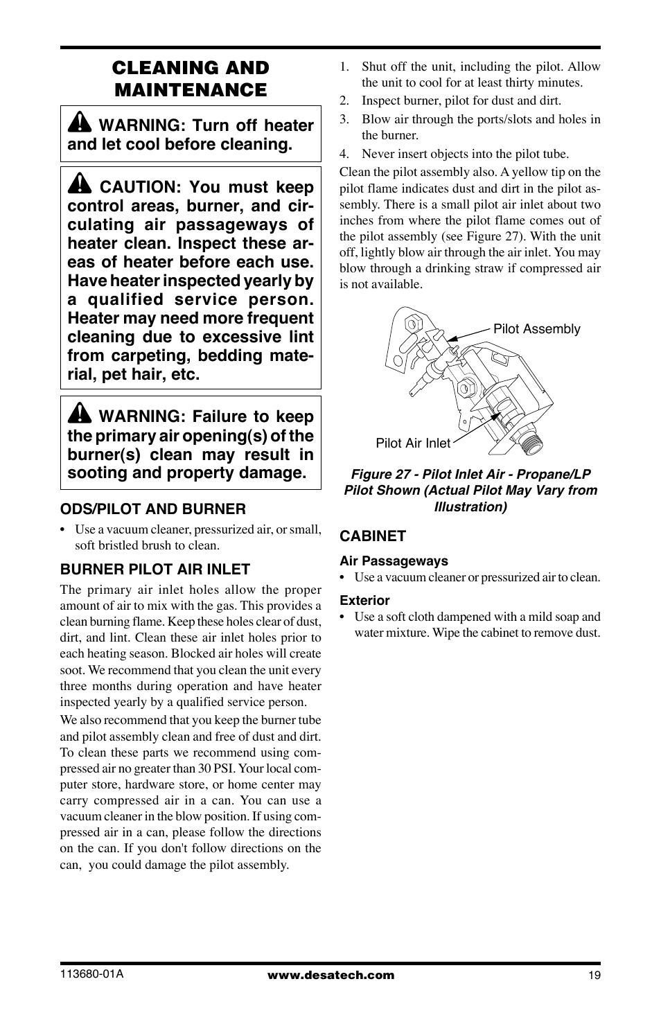 Cleaning and maintenance | Desa 10542 User Manual | Page 19 / 32