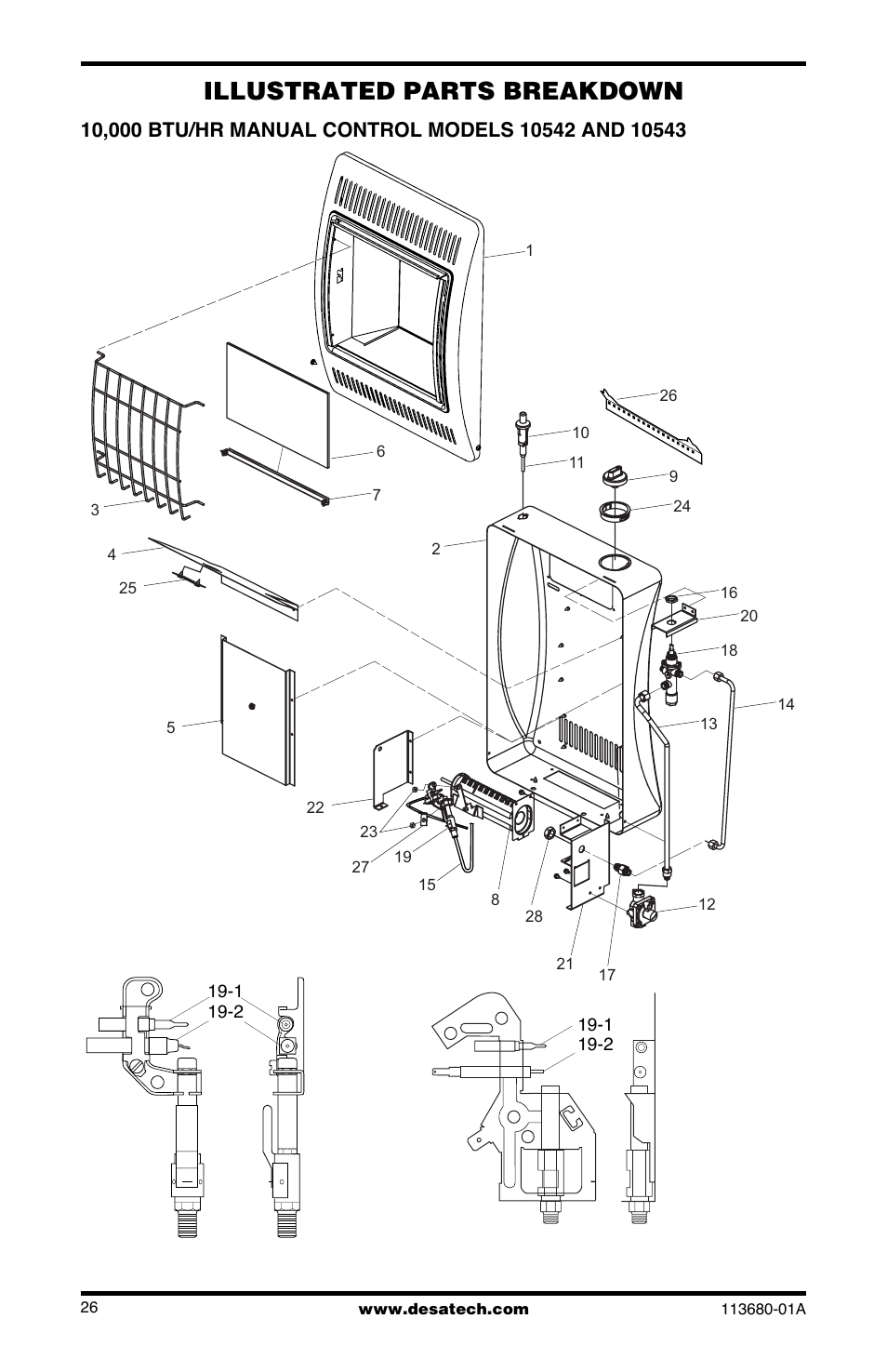 Illustrated parts breakdown and parts list, Illustrated parts breakdown | Desa 10542 User Manual | Page 26 / 32