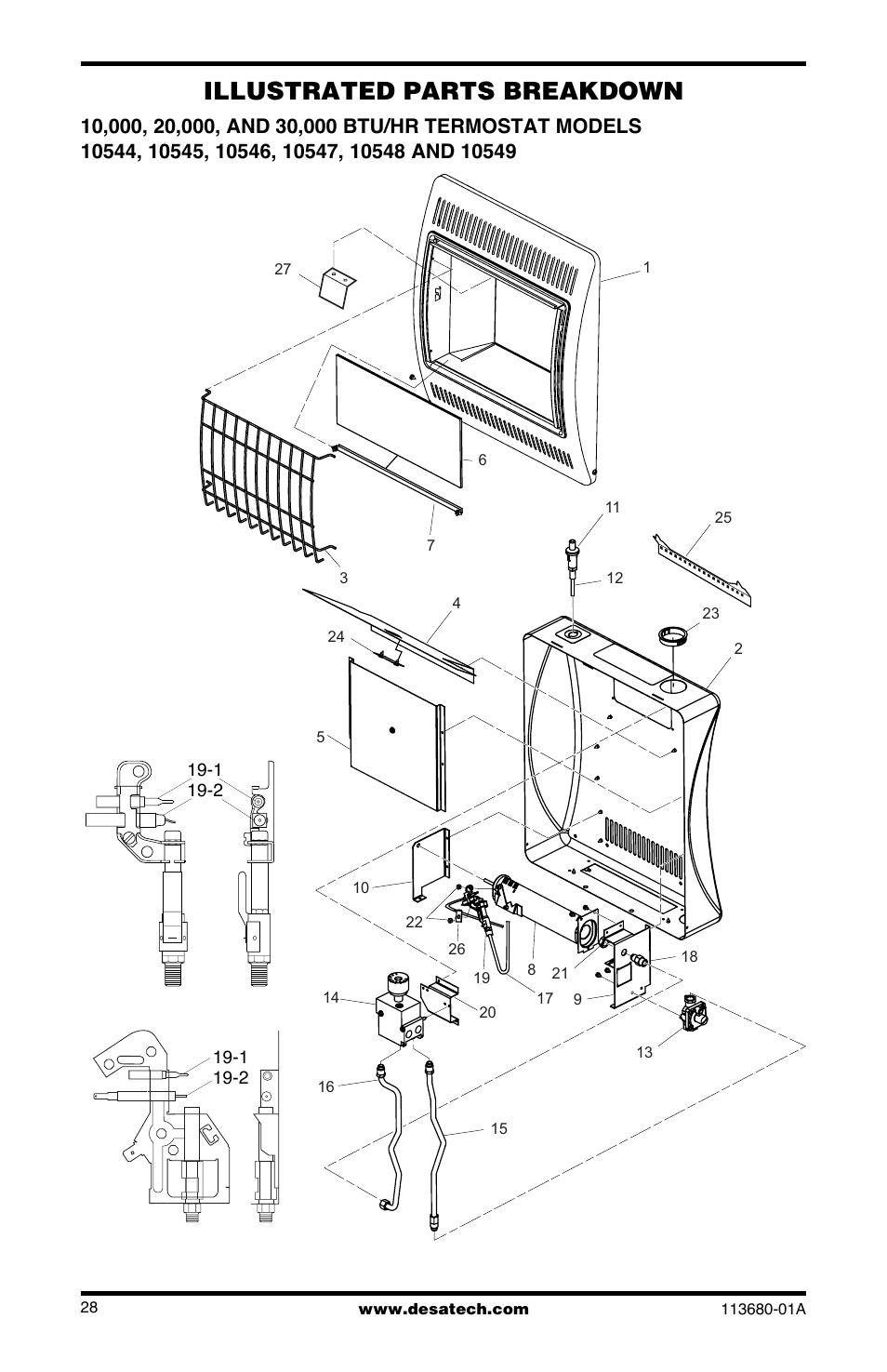 Illustrated parts breakdown | Desa 10542 User Manual | Page 28 / 32
