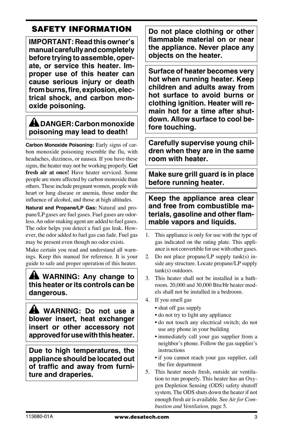 Safety information | Desa 10542 User Manual | Page 3 / 32
