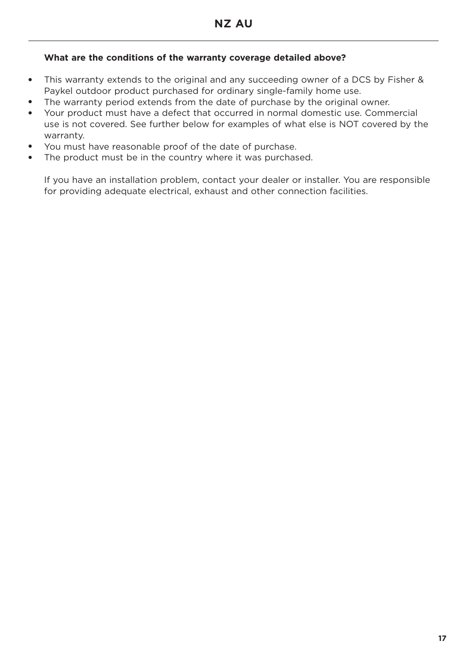 Nz au | DCS Service & Warranty User Manual | Page 19 / 24