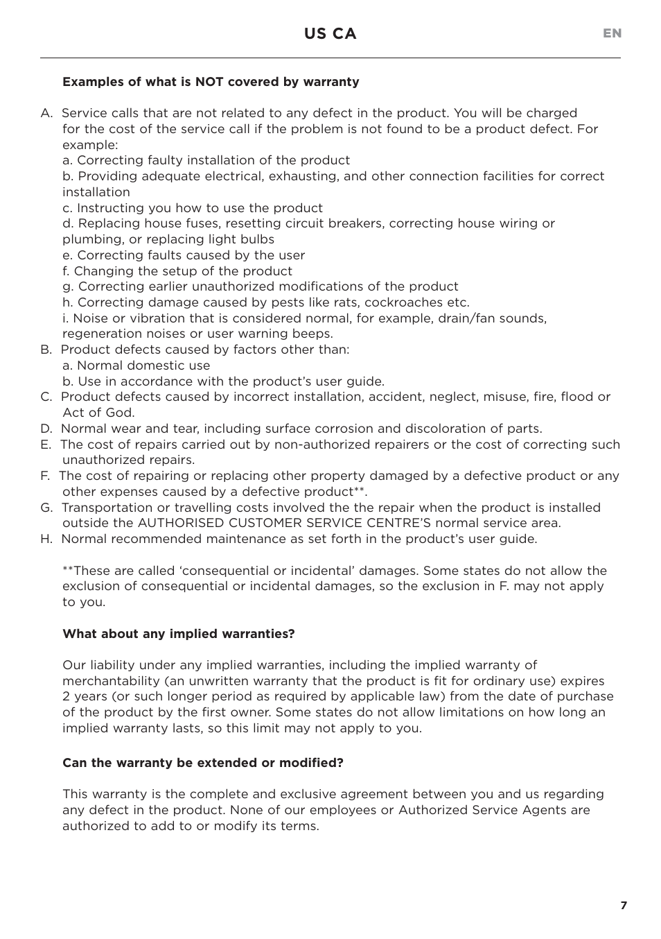Us ca | DCS Service & Warranty User Manual | Page 9 / 24