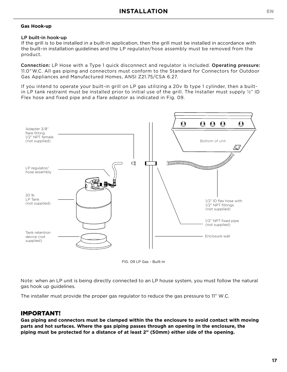 Installation, Important | DCS Owner's Guide User Manual | Page 19 / 96