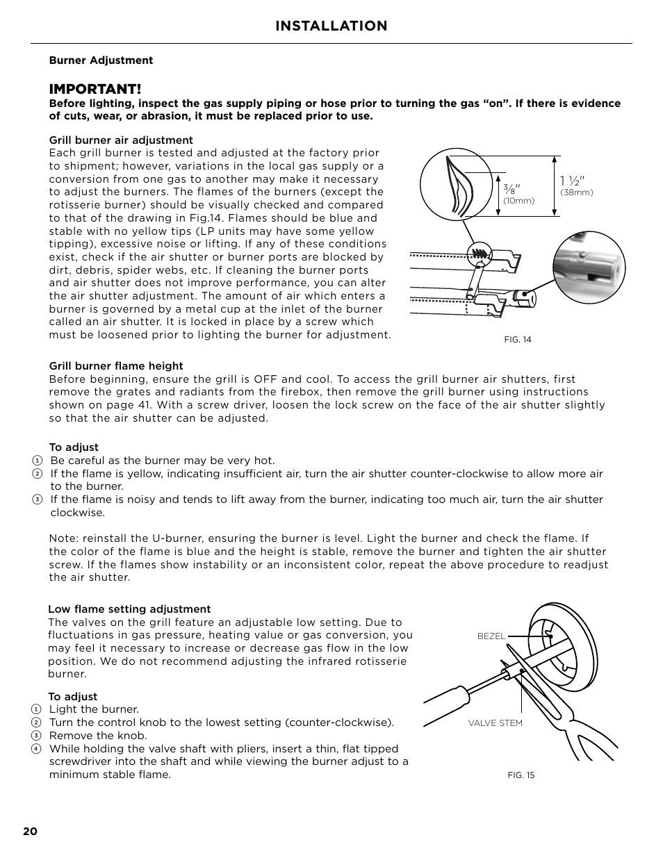 Installation, Important | DCS Owner's Guide User Manual | Page 22 / 96