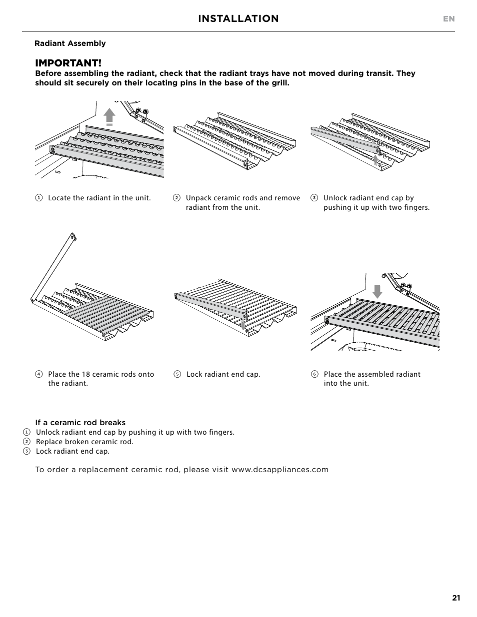 Installation, Important | DCS Owner's Guide User Manual | Page 23 / 96