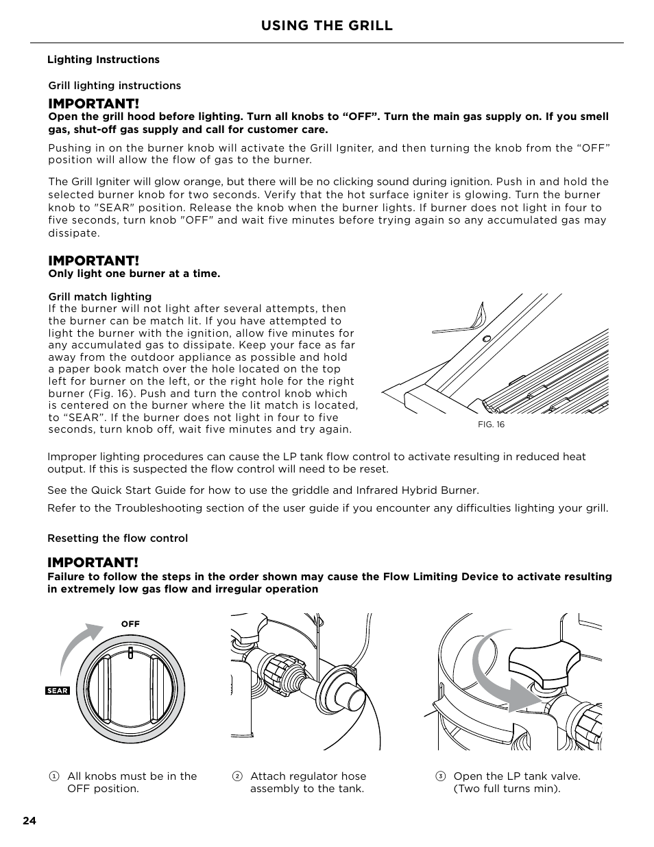 Important, Using the grill | DCS Owner's Guide User Manual | Page 26 / 96