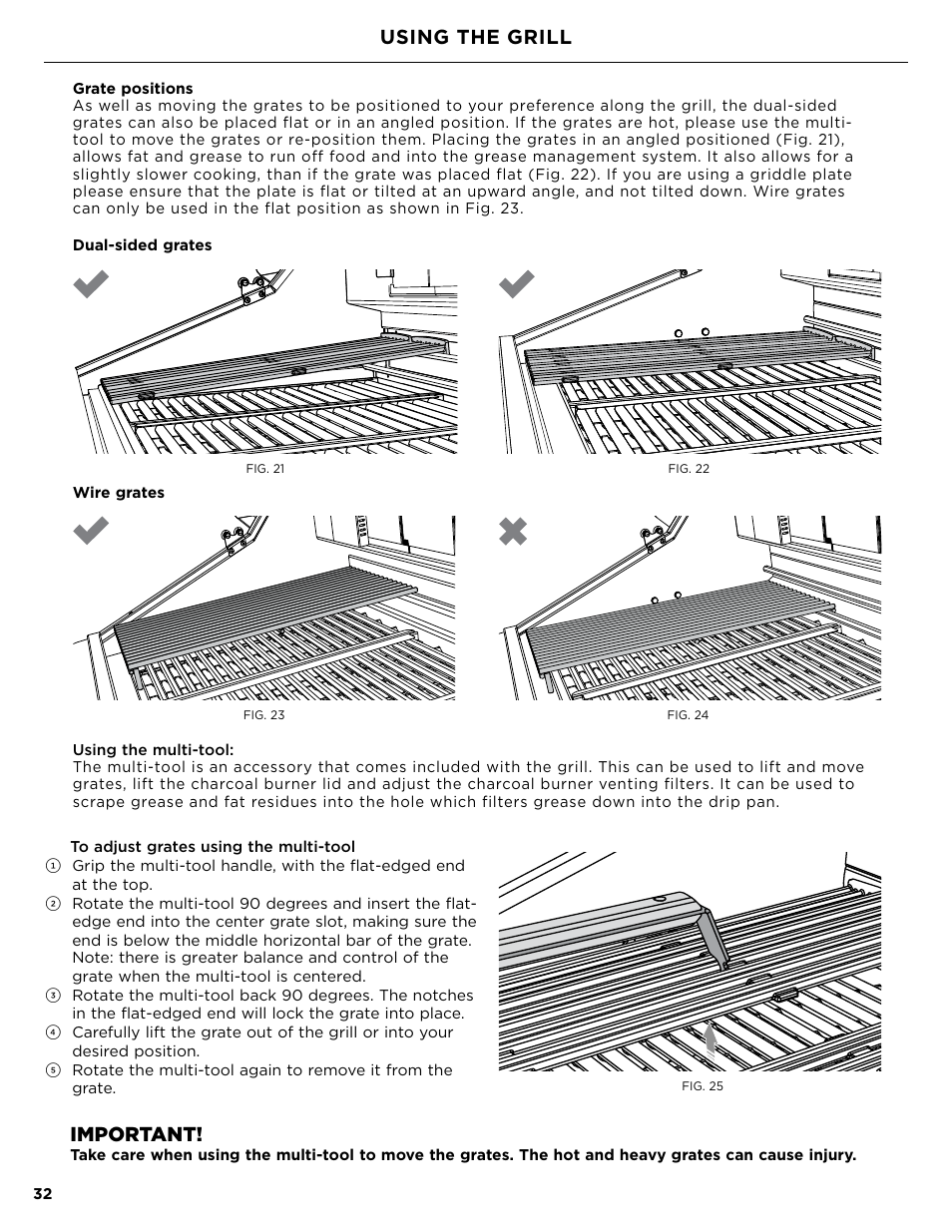 Important, Using the grill | DCS Owner's Guide User Manual | Page 34 / 96