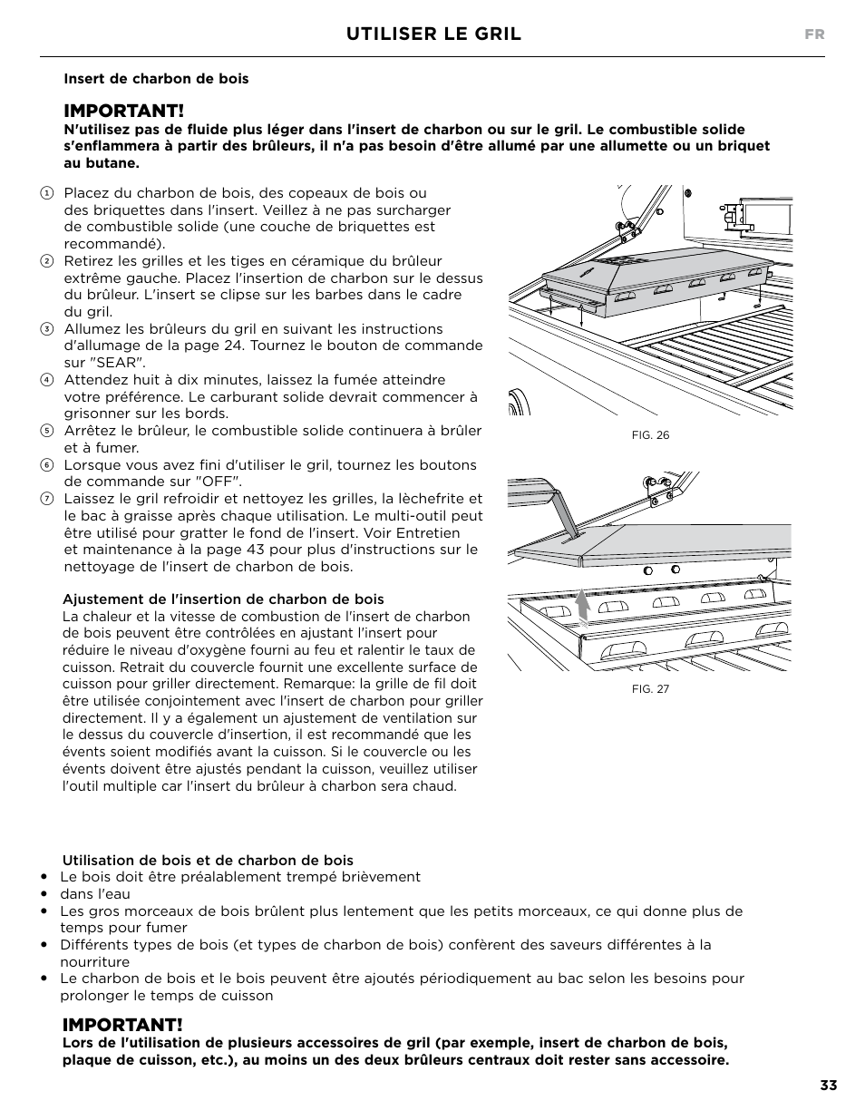 Important, Utiliser le gril | DCS Owner's Guide User Manual | Page 81 / 96