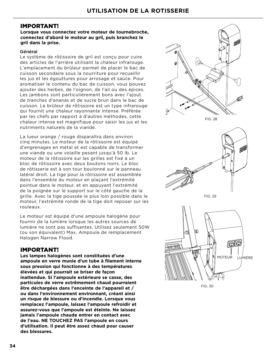 Utilisation de la rotisserie, Important | DCS Owner's Guide User Manual | Page 82 / 96