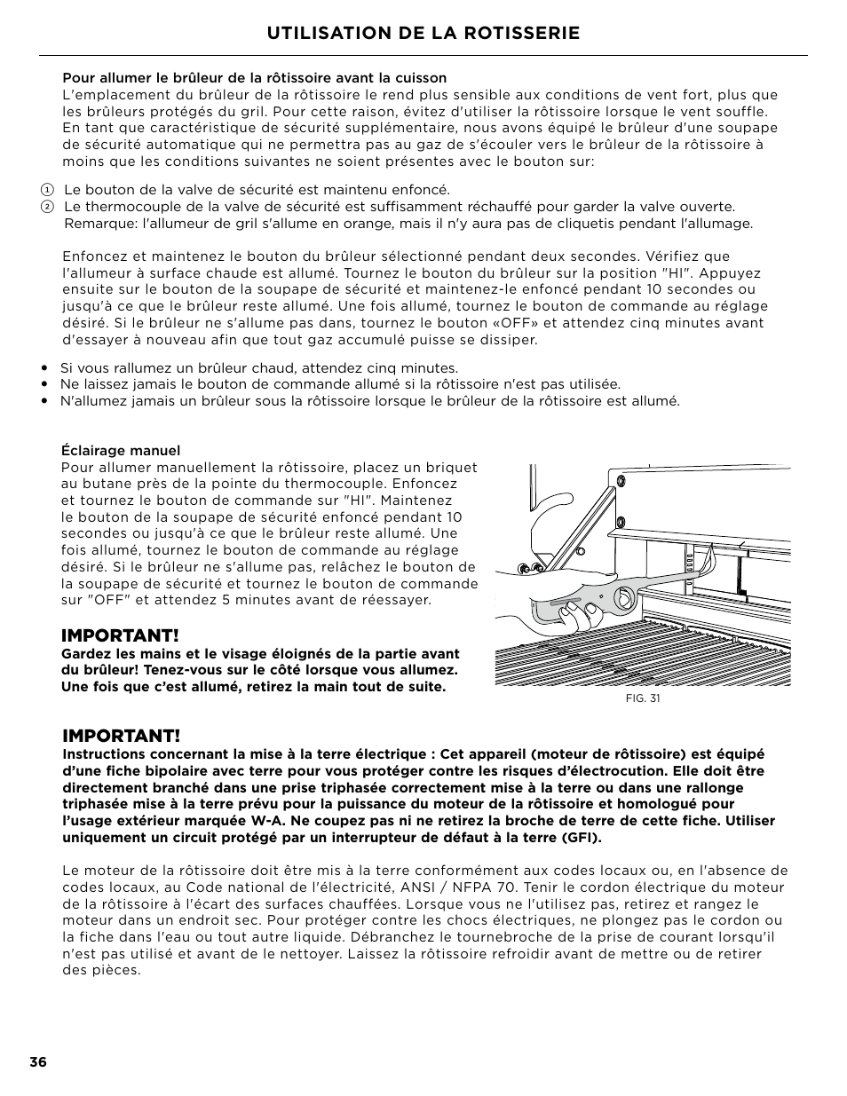 Important, Utilisation de la rotisserie | DCS Owner's Guide User Manual | Page 84 / 96