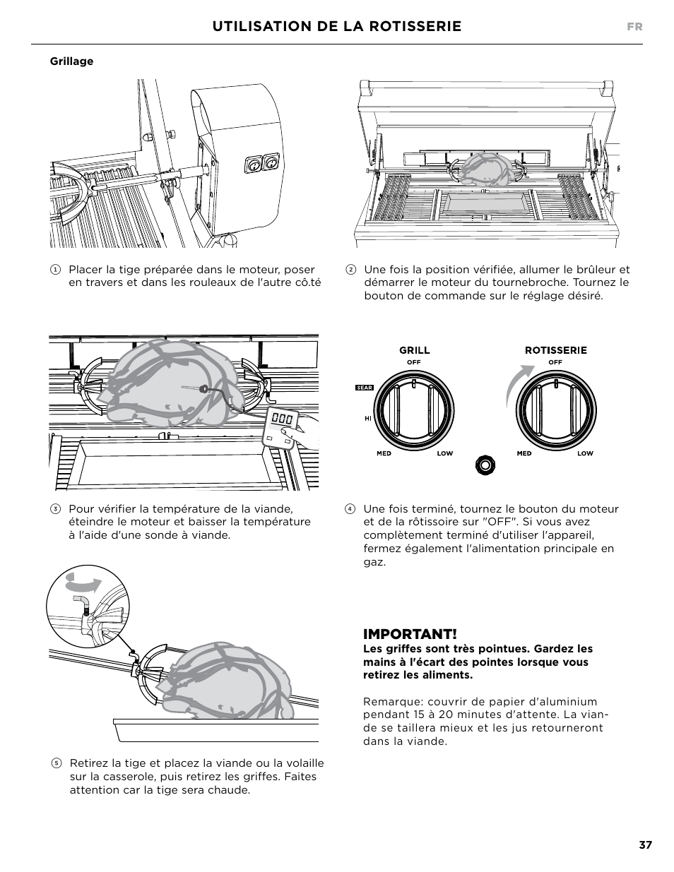 Utilisation de la rotisserie important | DCS Owner's Guide User Manual | Page 85 / 96