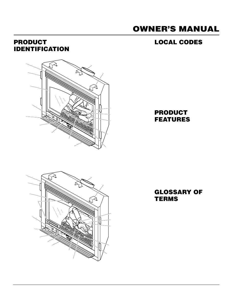 Owner’s manual, Product identification, Local codes product features | Glossary of terms | Desa BHDV41N/P User Manual | Page 3 / 44