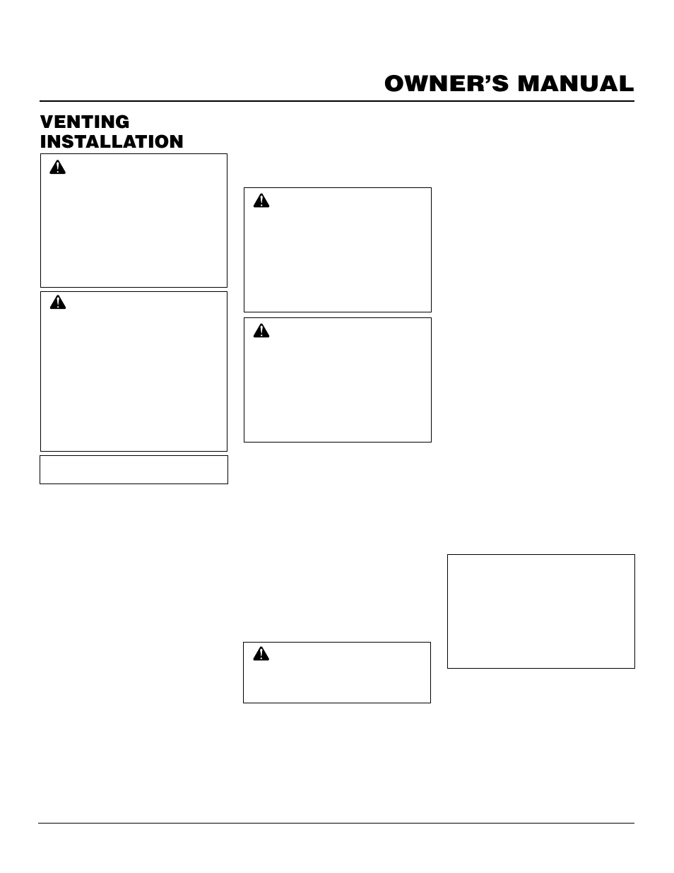 Owner’s manual, Venting installation | Desa BHDV41N/P User Manual | Page 7 / 44