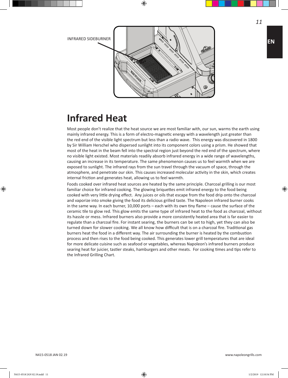 Infrared heat, 11 en | Prestige Napoleon Prestige Series 500 Series 66 Inch Freestanding Grill Owner's Guide User Manual | Page 11 / 52