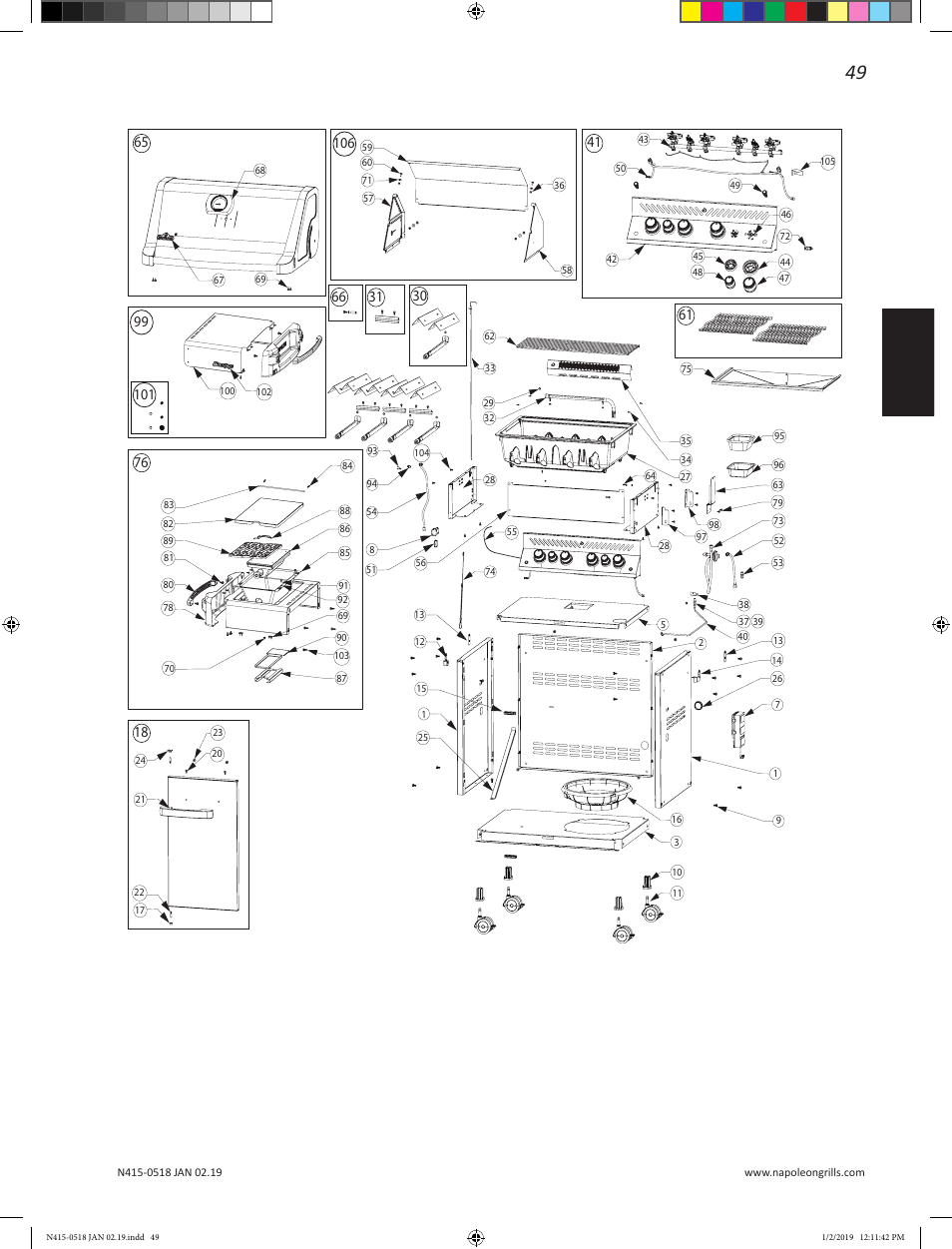 Prestige Napoleon Prestige Series 500 Series 66 Inch Freestanding Grill Owner's Guide User Manual | Page 49 / 52