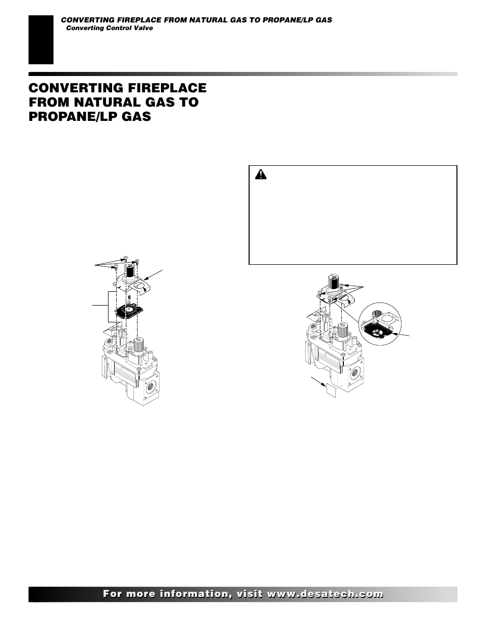 Continued, Converting control valve | Desa CD42M-A User Manual | Page 14 / 22