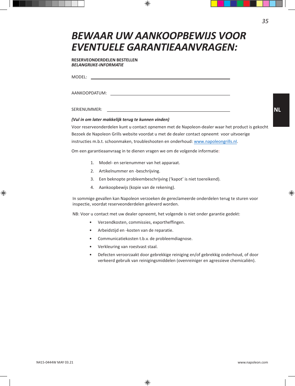 35 nl | Napoleon 23 Inch Portable Charcoal Kettle Grill Owner's Manual User Manual | Page 35 / 100