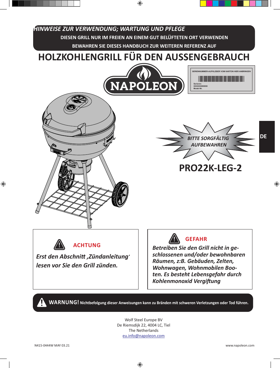 Holzkohlengrill für den aussengebrauch, Pro22k-leg-2 | Napoleon 23 Inch Portable Charcoal Kettle Grill Owner's Manual User Manual | Page 37 / 100