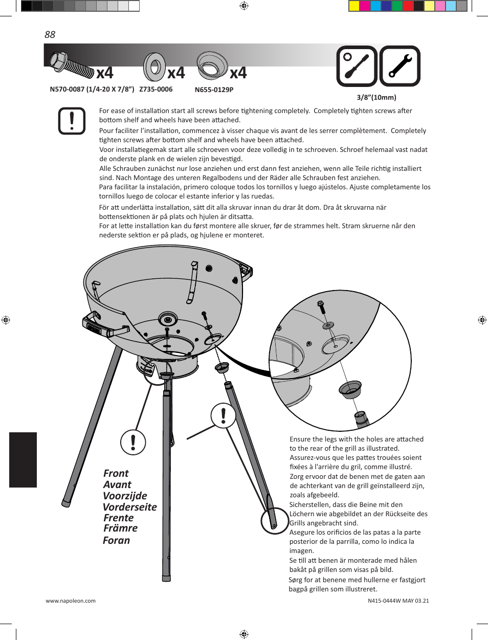 Napoleon 23 Inch Portable Charcoal Kettle Grill Owner's Manual User Manual | Page 88 / 100