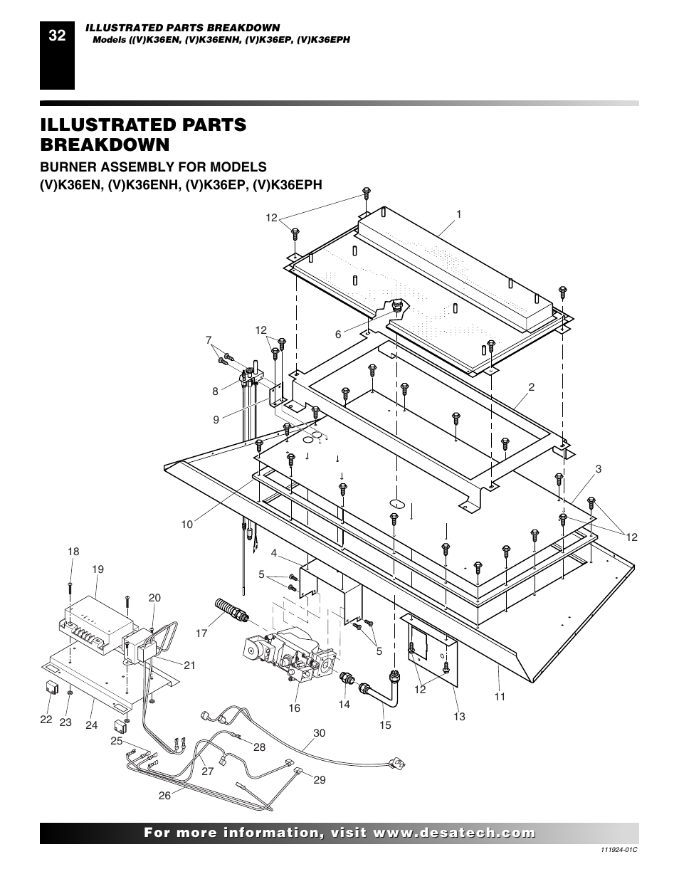 Illustrated parts breakdown | Desa (V)K36EN User Manual | Page 32 / 38
