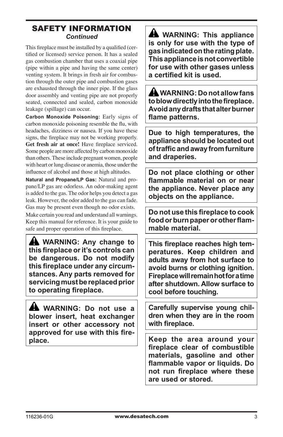 Safety information | Desa CGCDV42PR  EN User Manual | Page 3 / 44