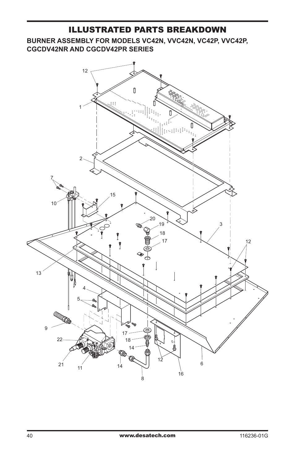 Illustrated parts breakdown | Desa CGCDV42PR  EN User Manual | Page 40 / 44