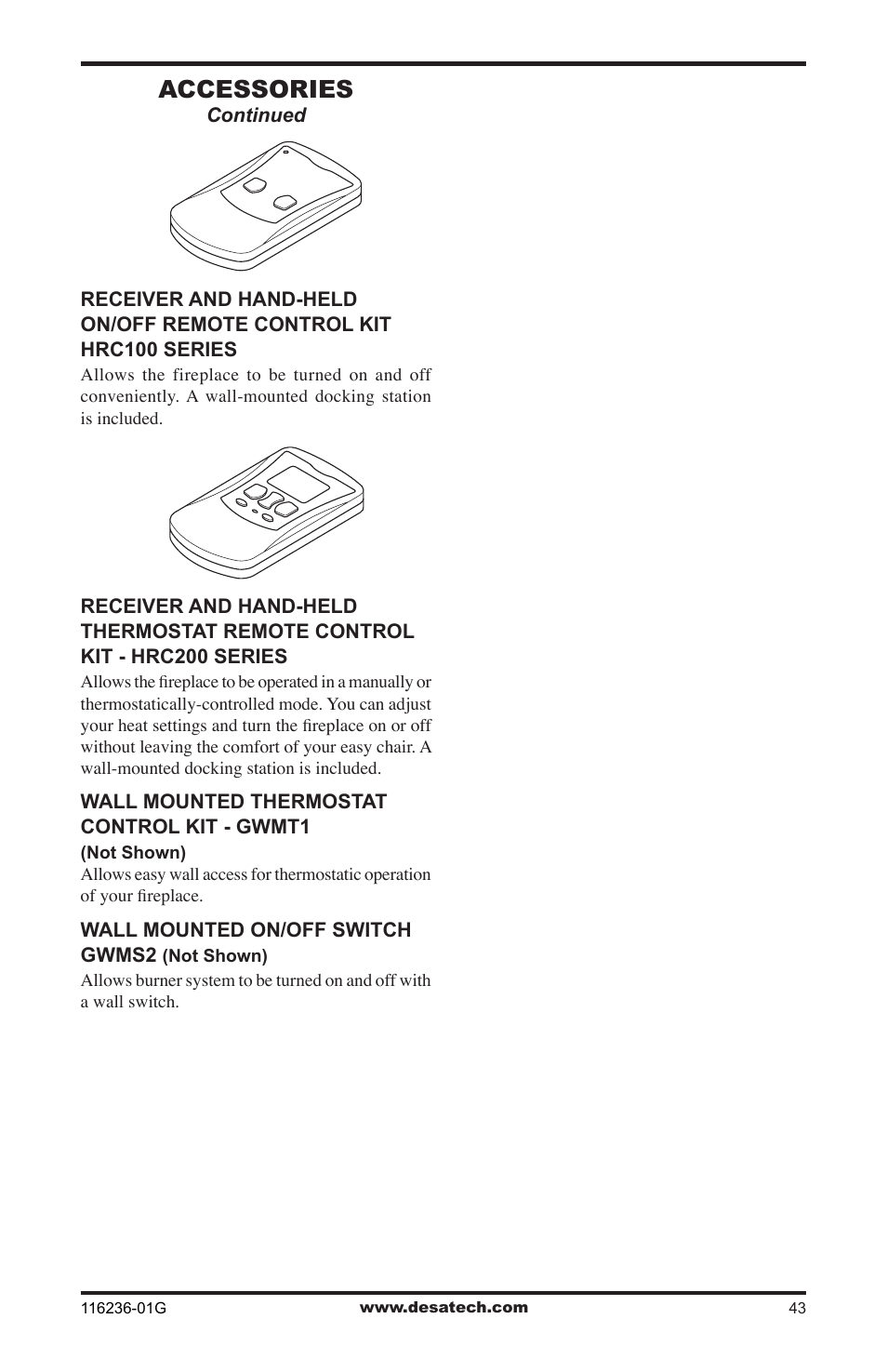 Accessories | Desa CGCDV42PR  EN User Manual | Page 43 / 44