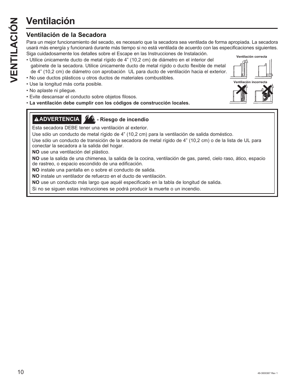 Ventilación ventilación, Ventilación de la secadora | Napoleon 48 Inch Phantom Rogue SE 425 Propane Grill Owner Guide User Manual | Page 24 / 28