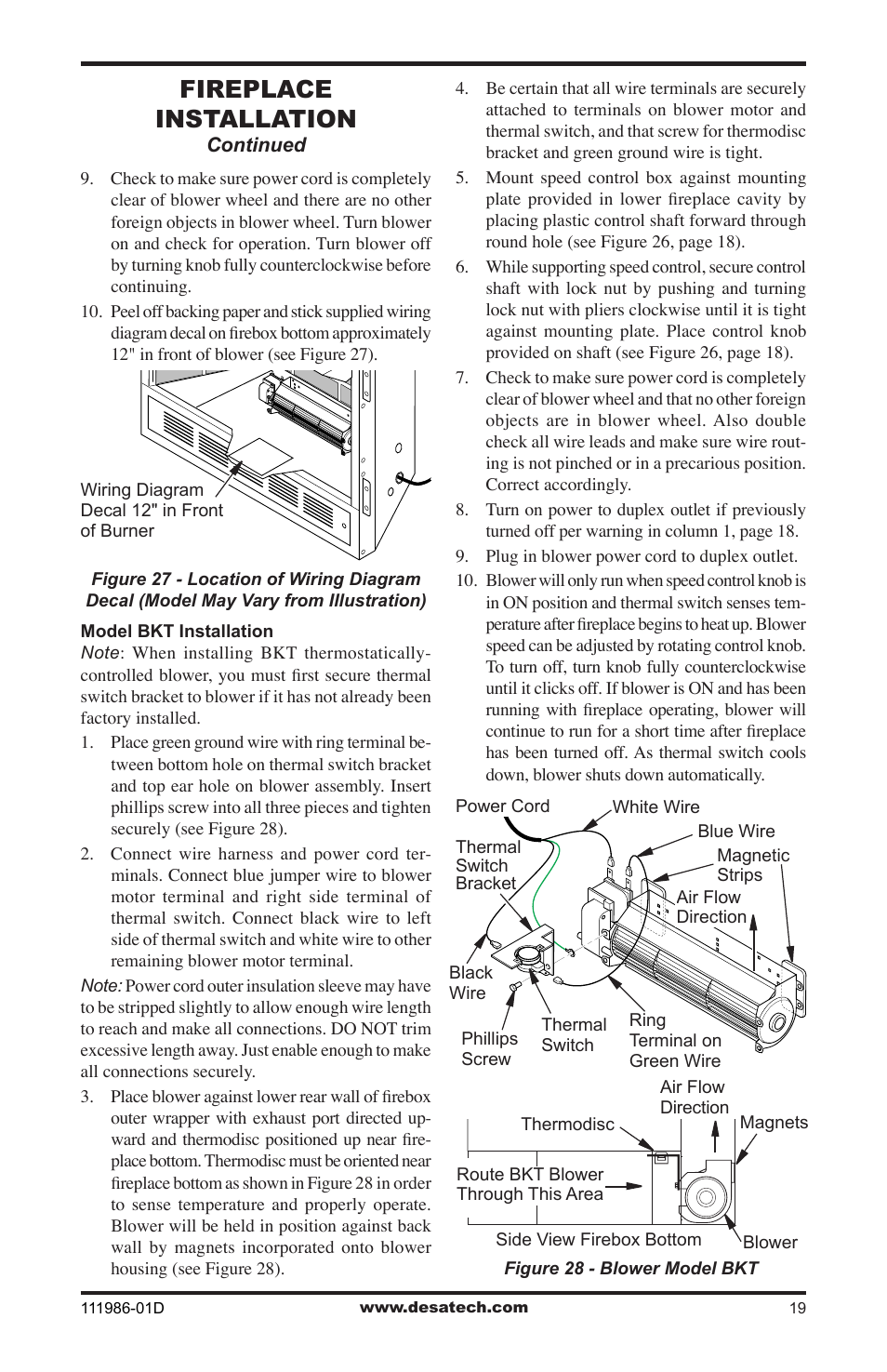 Fireplace installation | Desa (V)T32N SERIES User Manual | Page 19 / 40