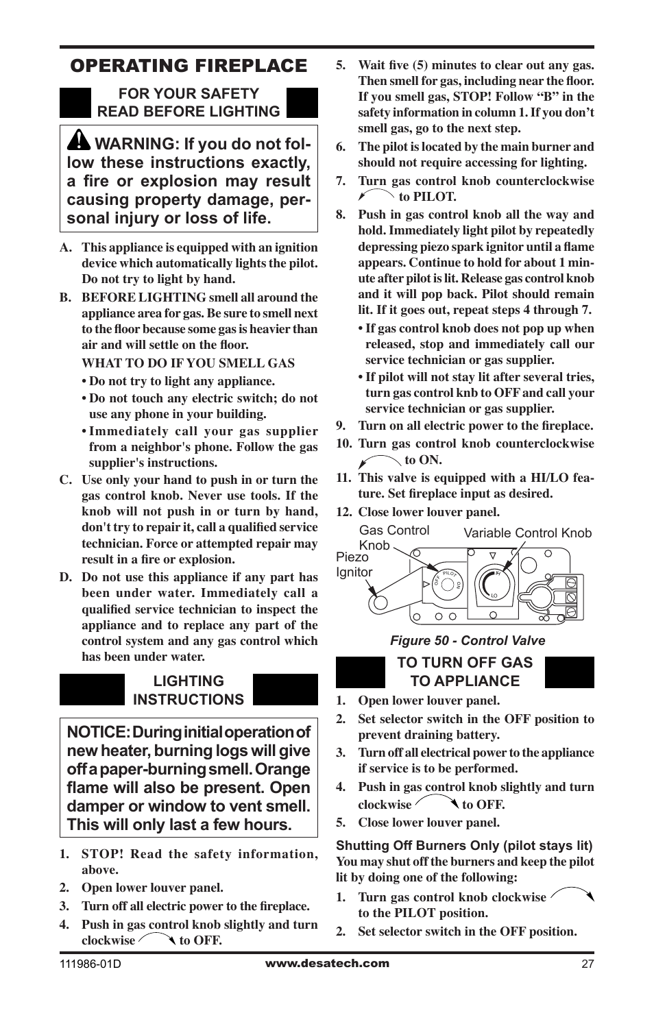 Operating fireplace | Desa (V)T32N SERIES User Manual | Page 27 / 40