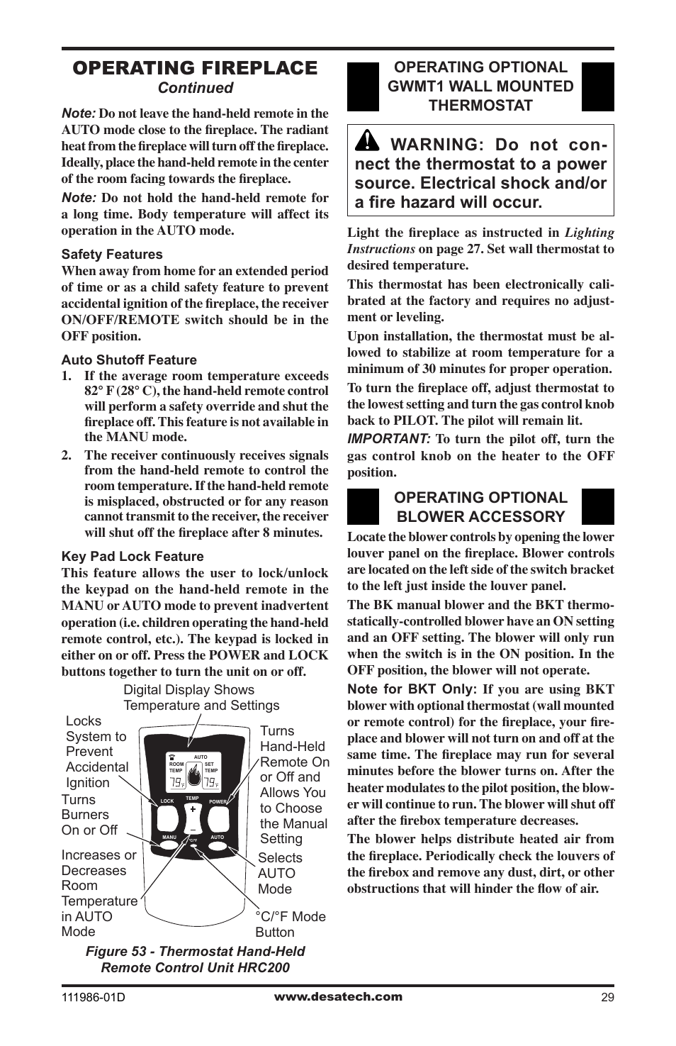Operating fireplace | Desa (V)T32N SERIES User Manual | Page 29 / 40