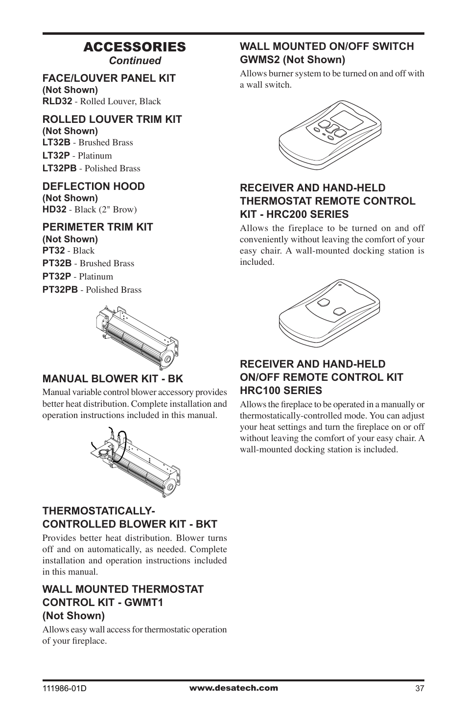 Accessories | Desa (V)T32N SERIES User Manual | Page 37 / 40