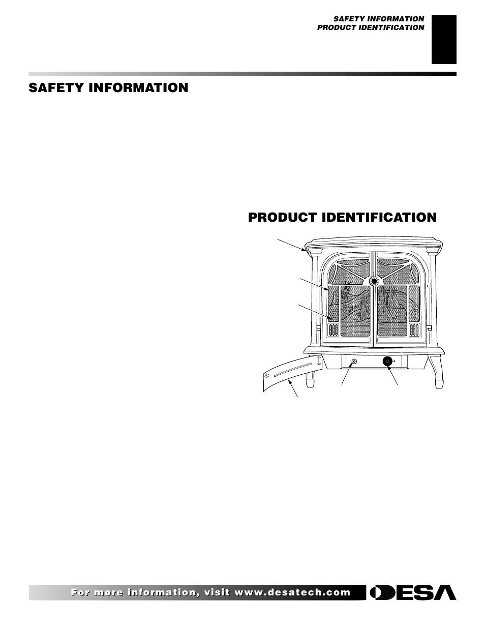 Safety information, Product identification, Continued | Desa SL30NT/SL30PT User Manual | Page 3 / 26