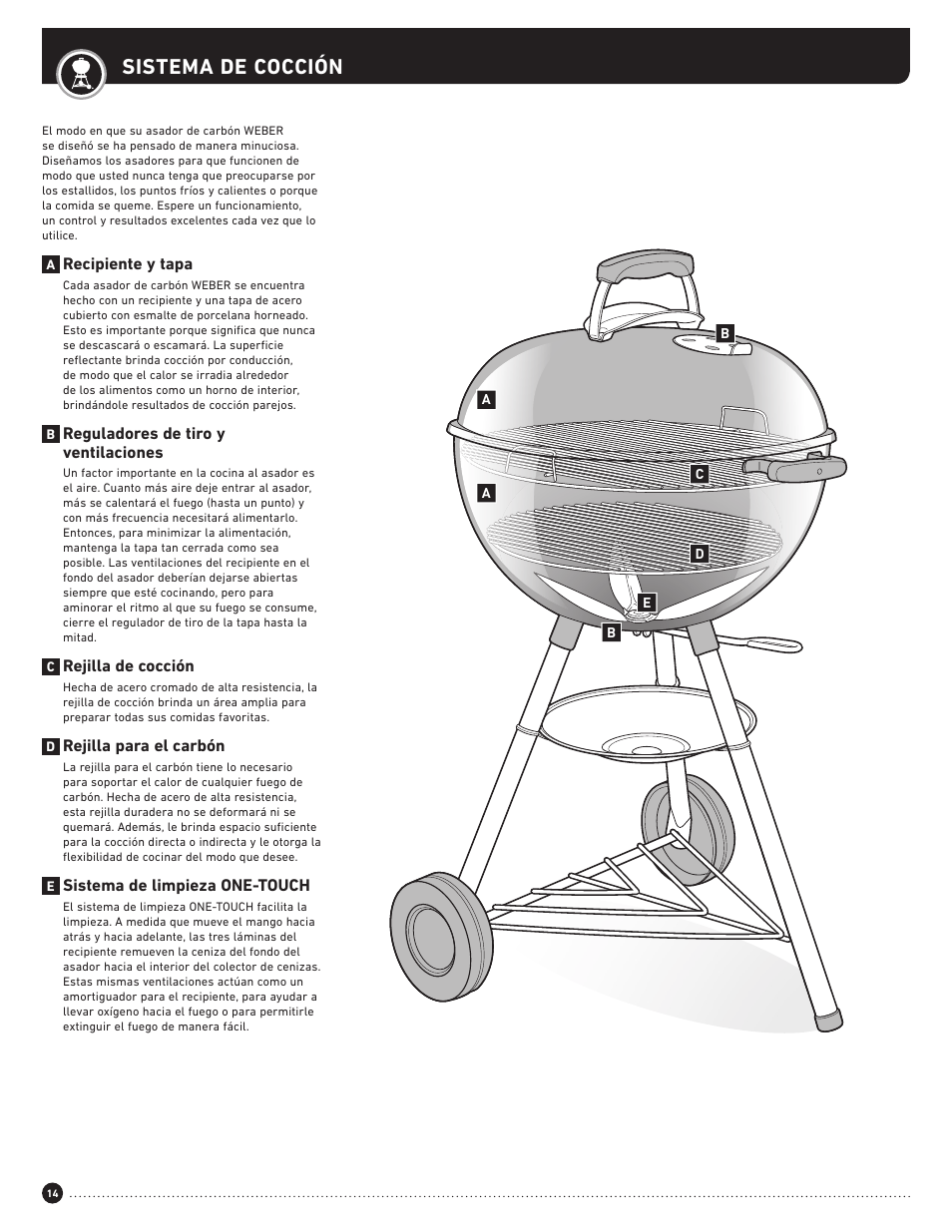 Sistema de cocción | weber Performer 22 Inch Performer® Deluxe Charcoal Grill Owner's Manual User Manual | Page 14 / 32