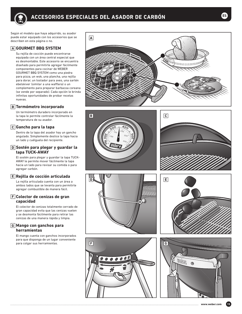 Accesorios especiales del asador de carbón | weber Performer 22 Inch Performer® Deluxe Charcoal Grill Owner's Manual User Manual | Page 15 / 32