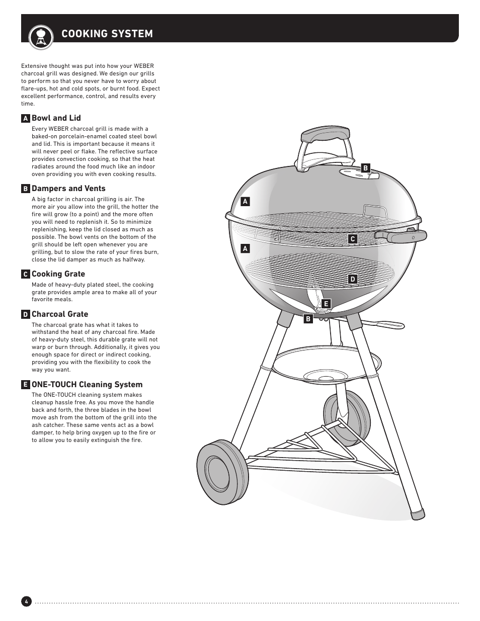 Cooking system | weber Performer 22 Inch Performer® Deluxe Charcoal Grill Owner's Manual User Manual | Page 4 / 32