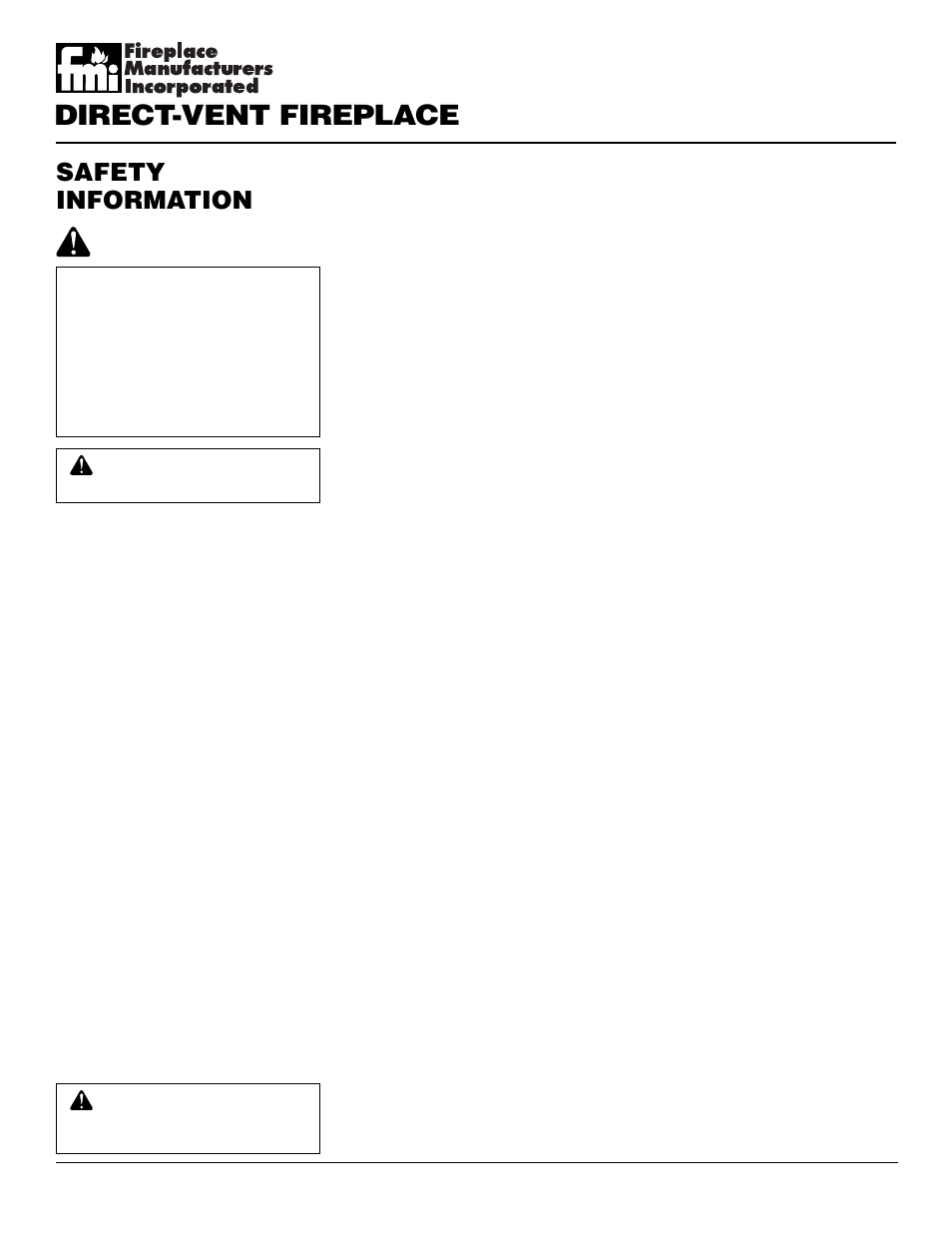 Direct-vent fireplace, Safety information | Desa DVFE34 User Manual | Page 2 / 36